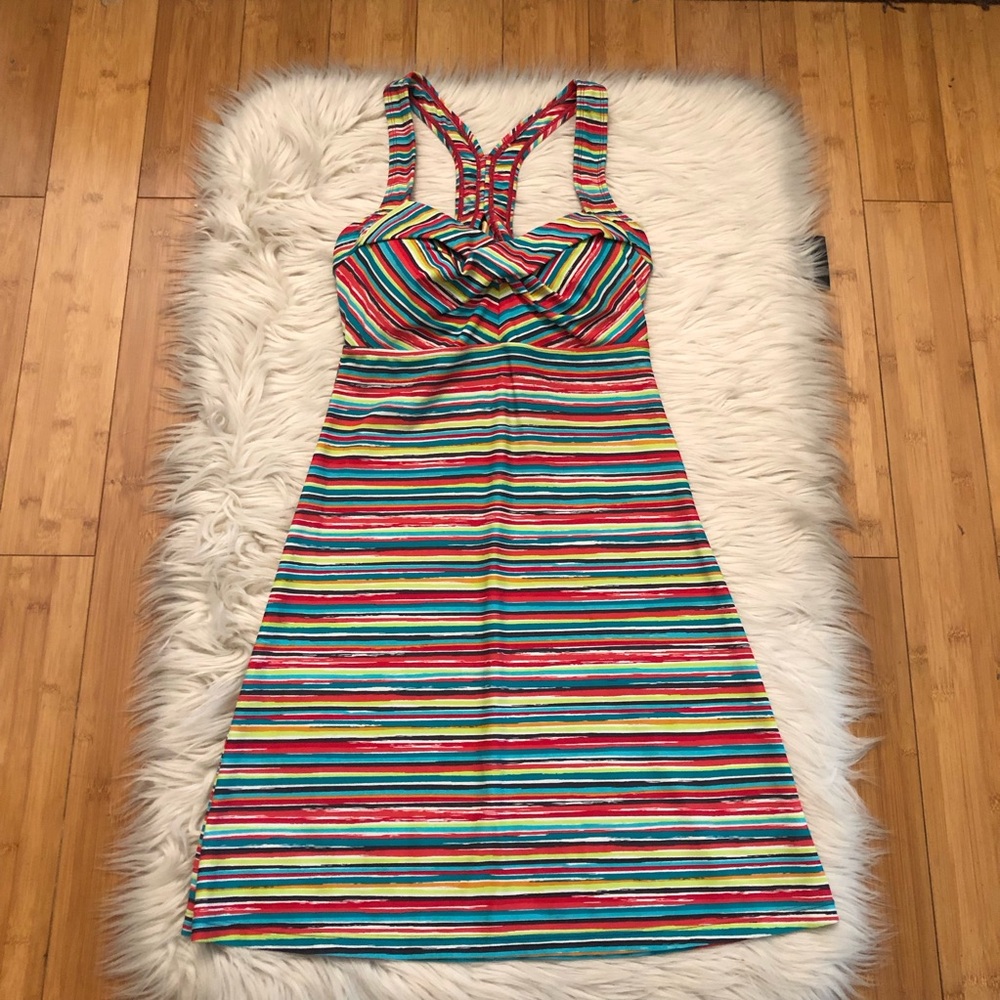 Athleta Salina Stripes Racerback Multicolor Athletic Swim Dress size XS